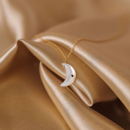 Half Moon with Black Dot Pendant