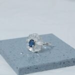 Crystal & Kyanite Flower Silver Ring