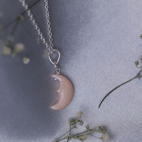 Half moon Pink Opal Pendant