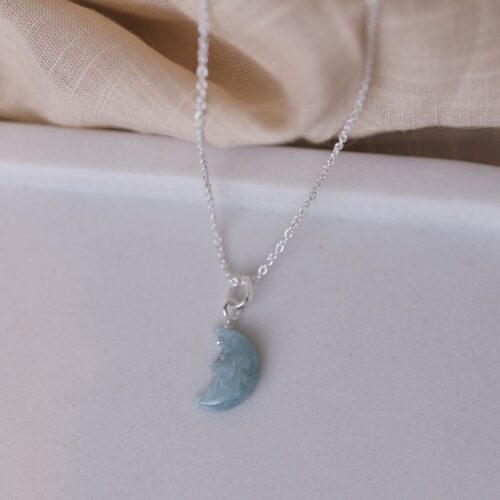 Aqua marine Half Moon Pendant