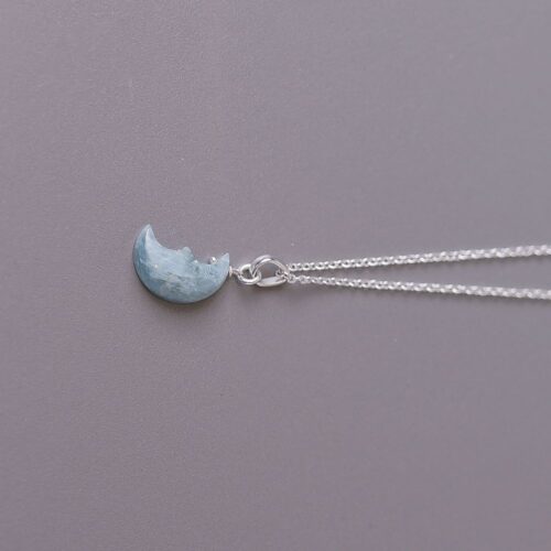 Aqua marine Half Moon Pendant