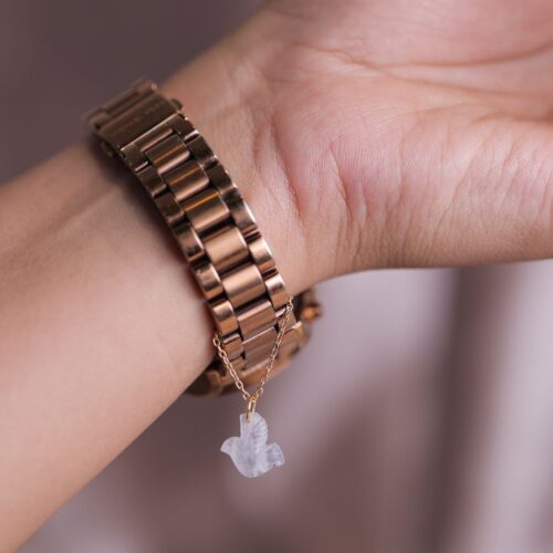Rainbow moonstone Bird Watch charm