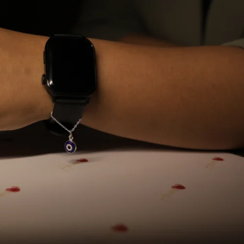 Evil Eye lapiz, white agat, black onyx Watch charm