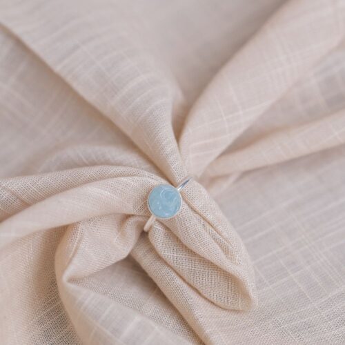 Aqua marine full Moon Ring