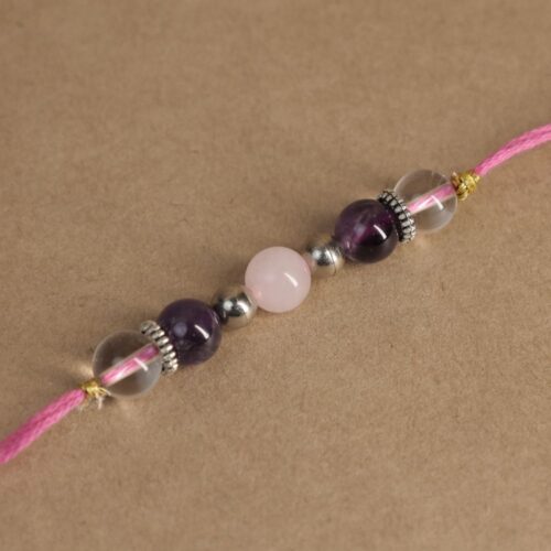 Amethyst, Rose Quartz & Clear Quartz Rakhi