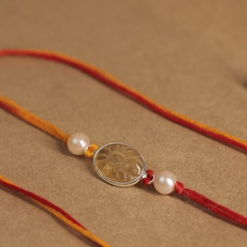 Citrine Silver Rakhi