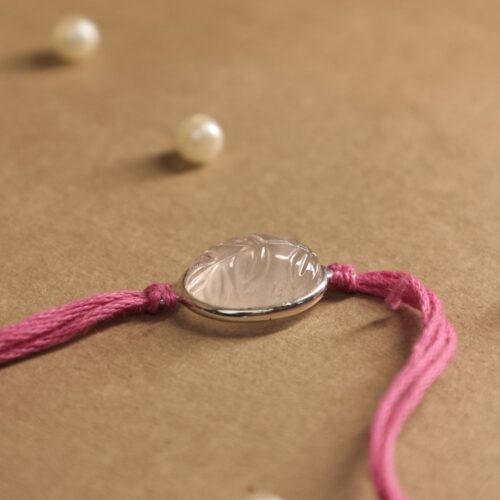 Rose Quartz Silver Rakhi